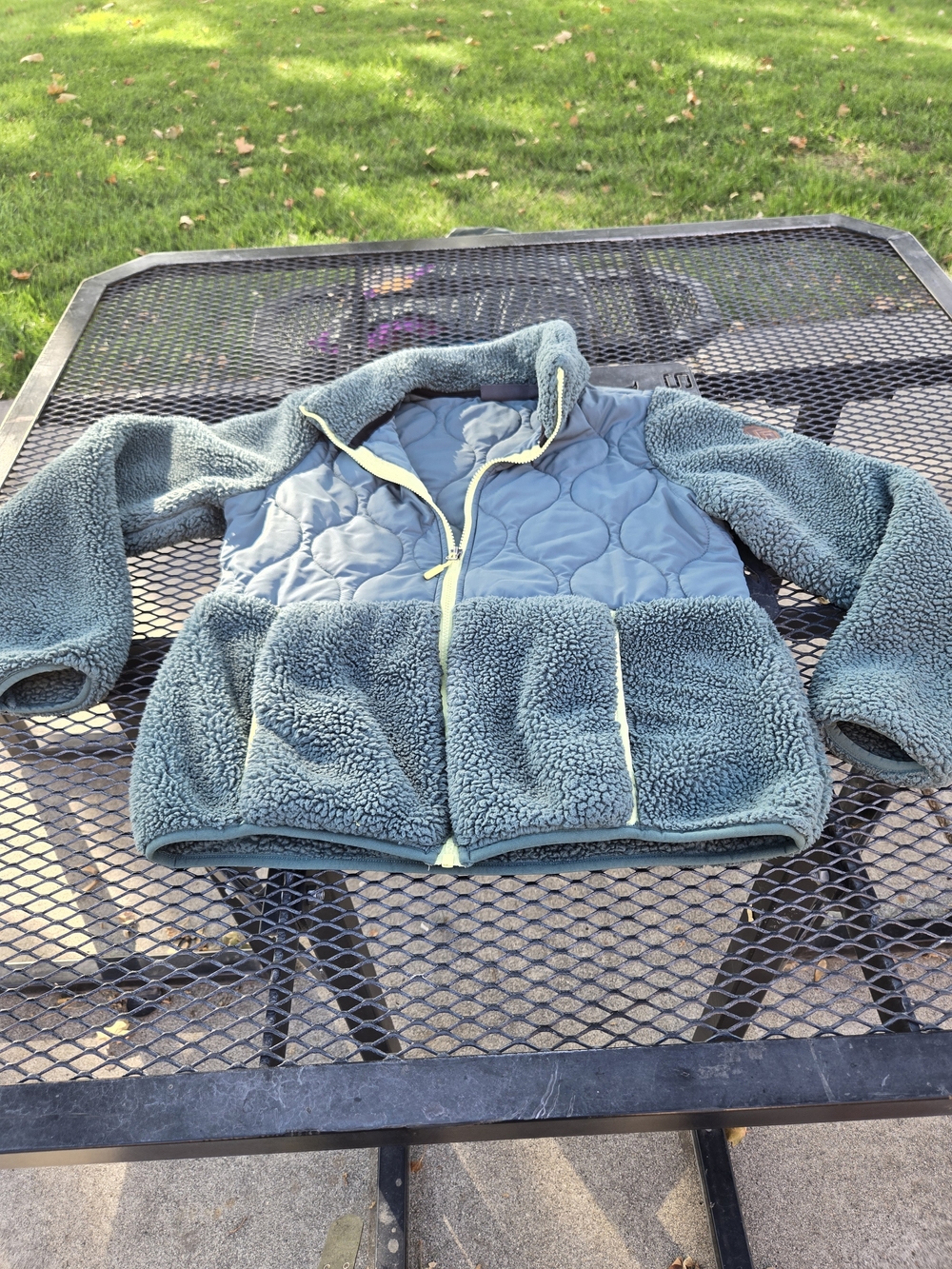 Kids Plush Fleece Jacket with Quilted Front - Teal